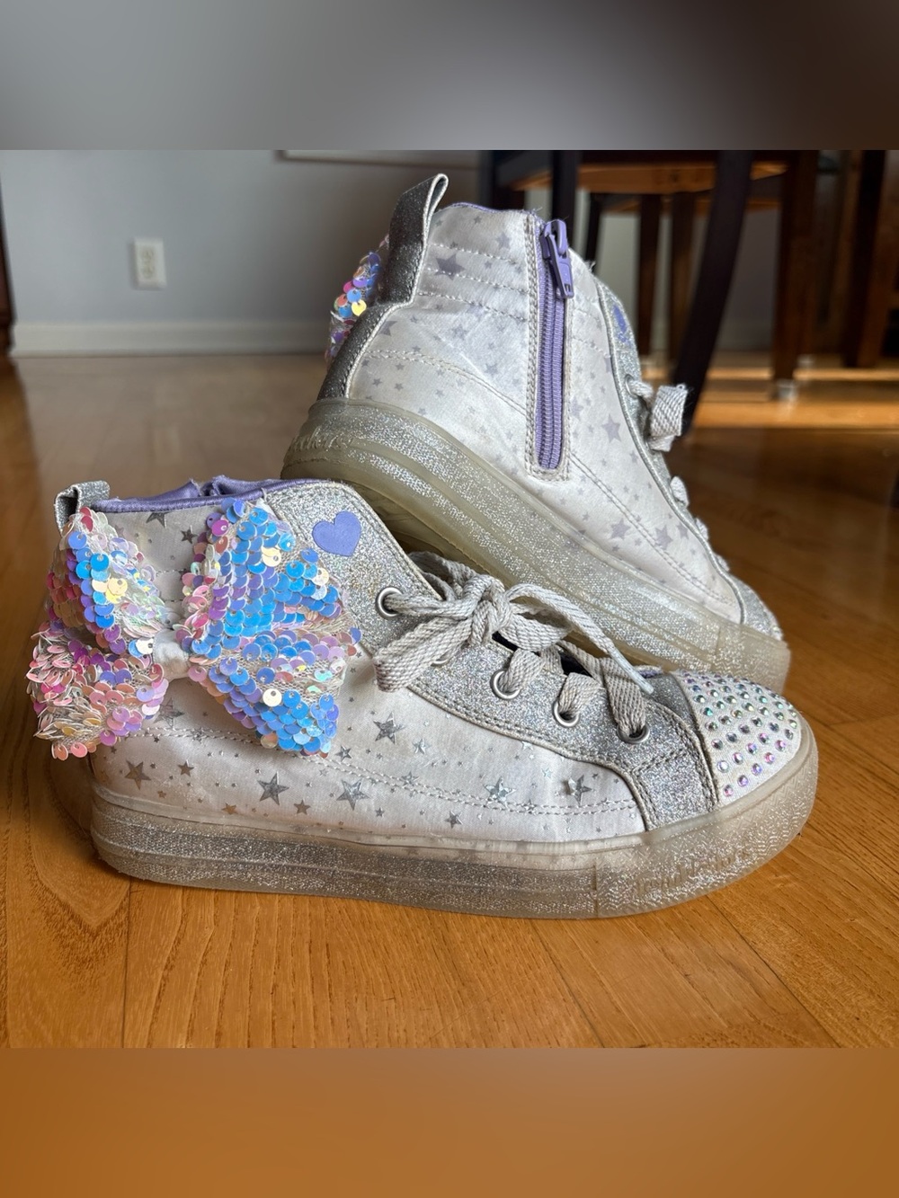 Skechers light-up sneakers Shuffle Brights 2.0 Twinkle B high-top Glitter Size 3